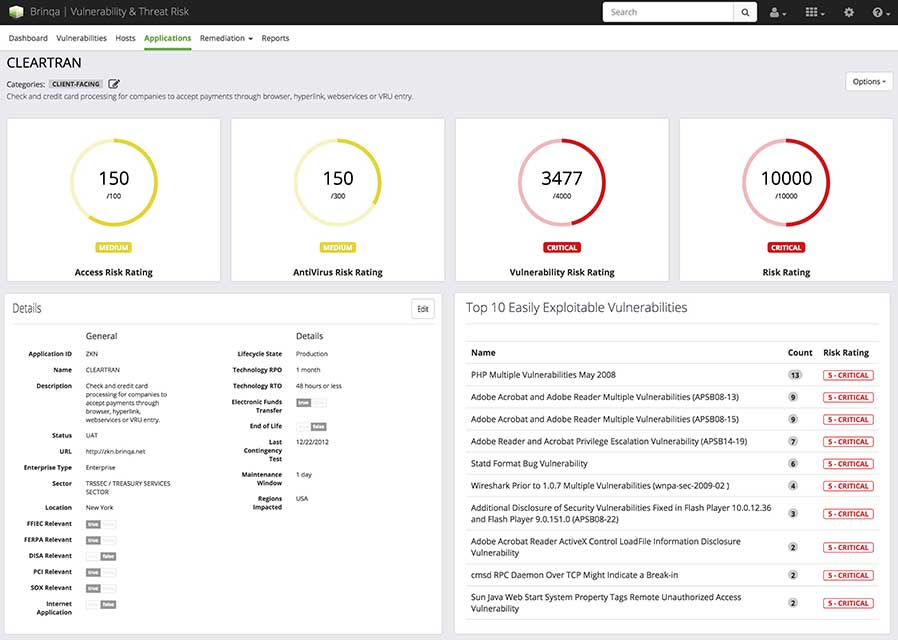 Brinqa Application Overview screenshot