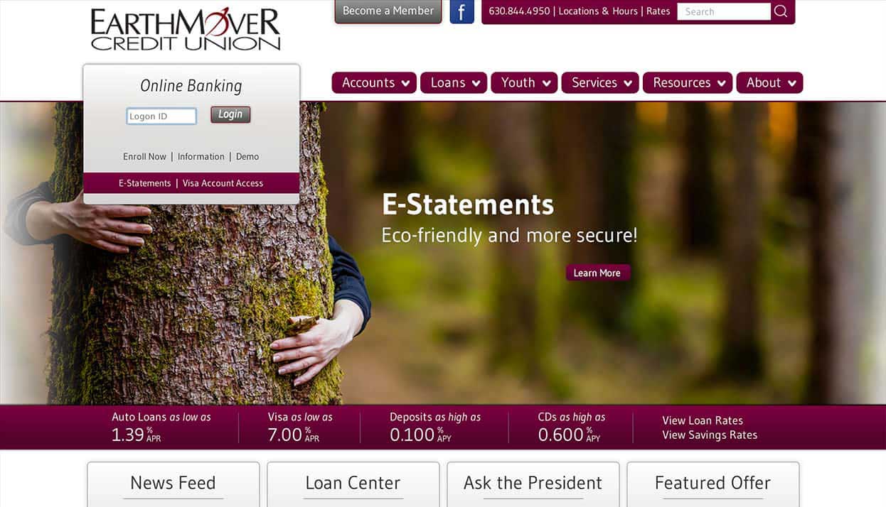 EarthMover Credit Union home page